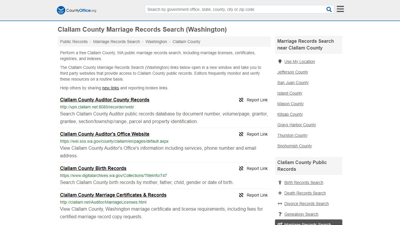 Clallam County Marriage Records Search (Washington) - County Office